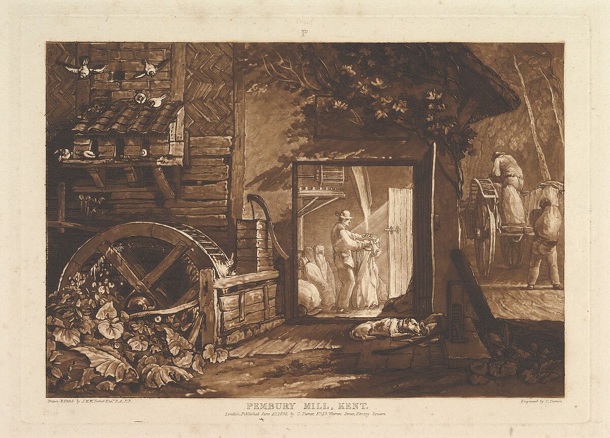 Pembury Mill, Kent, part III, plate 12 from "Liber Studiorum", Designed and etched by Joseph Mallord William Turner (British, London 1775–1851 London), Etching and mezzotint; first state of four (Finberg) 
