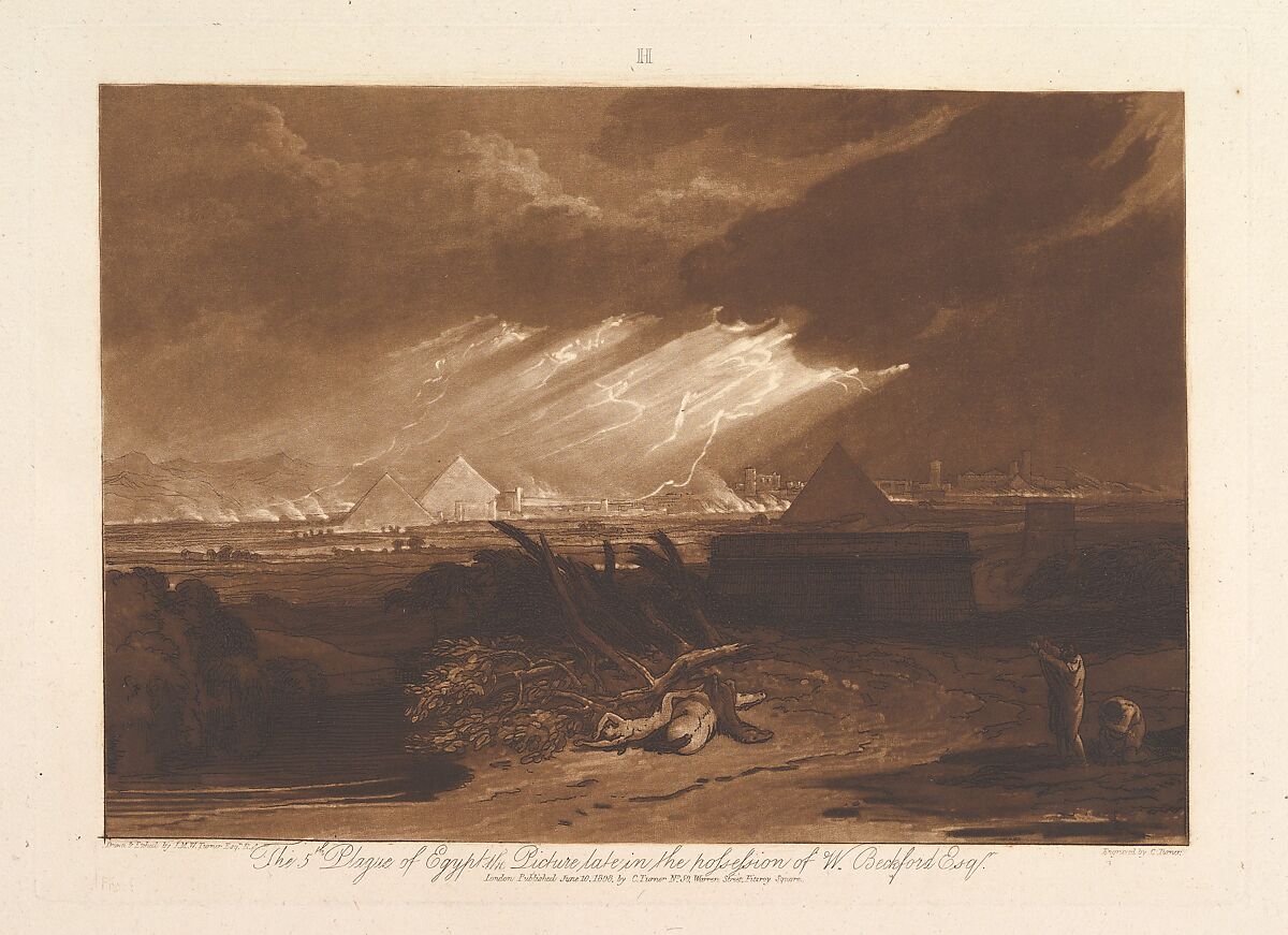 The Fifth Plague of Egypt, part III, plate 16 from "Liber Studiorum", Designed and etched by Joseph Mallord William Turner (British, London 1775–1851 London), Etching and mezzotint; first state of three 