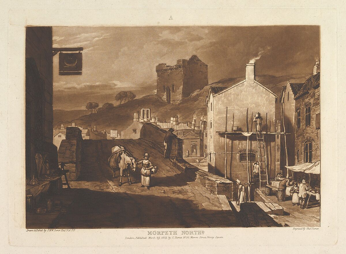 Morpeth North, part IV, plate 21 from "Liber Studiorum", Designed and etched by Joseph Mallord William Turner (British, London 1775–1851 London), Etching and mezzotint; first state of four (Finberg) 