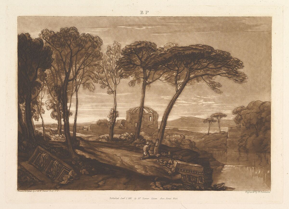 The Temple of Minerva Medica, part V, plate 23 from "Liber Studiorum", Designed and etched by Joseph Mallord William Turner (British, London 1775–1851 London), Etching and mezzotint; first state of five (Finberg) 
