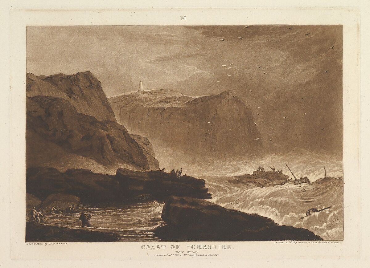 Coast of Yorkshire, Near Whitby, part V, plate 24 from "Liber Studiorum", Designed and etched by Joseph Mallord William Turner (British, London 1775–1851 London), Etching and mezzotint; first state of four 