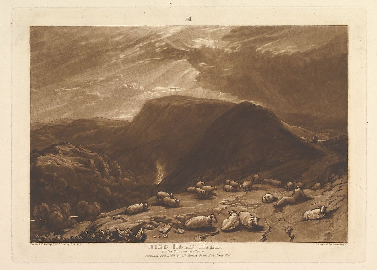 Hind Head Hill, On the Portsmouth Road, part V, plate 25 from "Liber Studiorum", Designed and etched by Joseph Mallord William Turner (British, London 1775–1851 London), Etching, mezzotint and drypoint; first state of four (Finberg) 