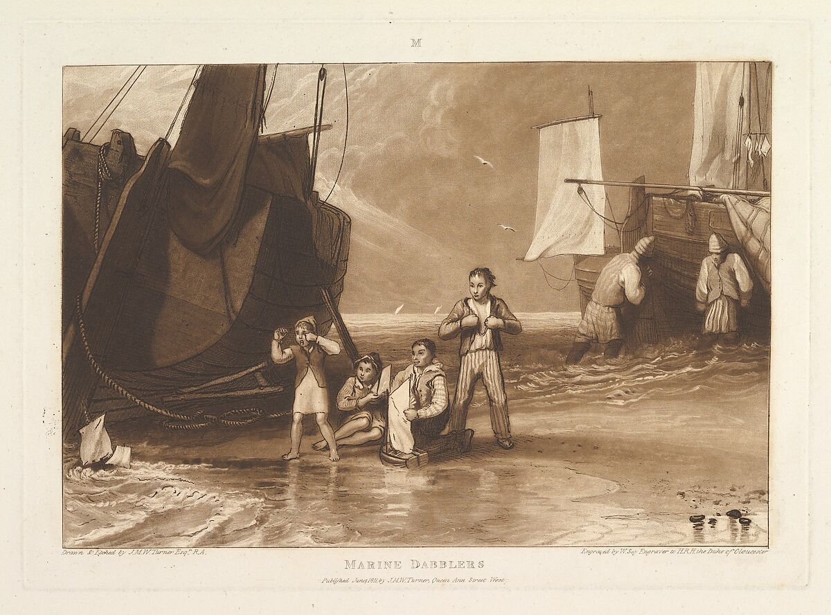 Marine Dabblers, part VI, plate 29 from "Liber Studiorum", Designed and etched by Joseph Mallord William Turner (British, London 1775–1851 London), Etching and mezzotint; first state of two 
