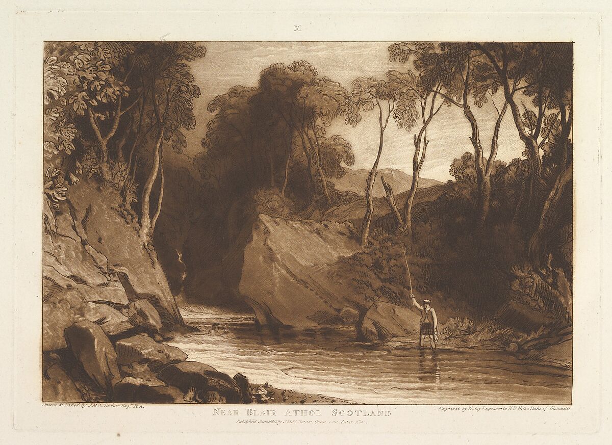 Near Blair Athol, Scotland, part VI, plate 30 from "Liber Studiorum", Designed and etched by Joseph Mallord William Turner (British, London 1775–1851 London), Etching and mezzotint; first state of three 
