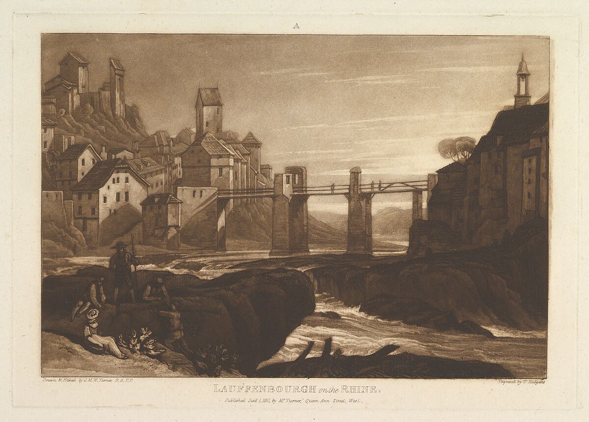 Lauffenbourgh on the Rhine, part VI, plate 31 from "Liber Studiorum", Designed and etched by Joseph Mallord William Turner (British, London 1775–1851 London), Etching and mezzotint; first state of six (Finberg) 