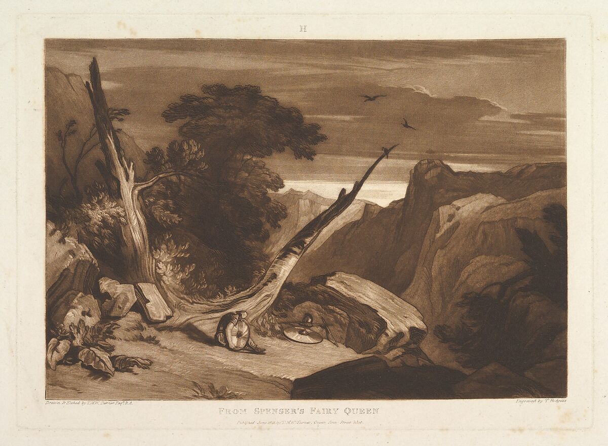 From Spenser's Fairy Queen, part VII, plate 36 from "Liber Studiorum", Designed and etched by Joseph Mallord William Turner (British, London 1775–1851 London), Etching and mezzotint; first state of four 