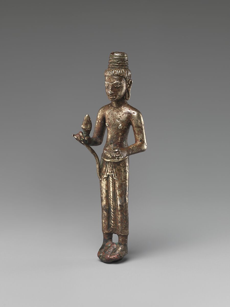 Standing Bodhisattva, probably Maitreya, Silver alloy, Thailand (Buriram province, Prakhon Chai) 
