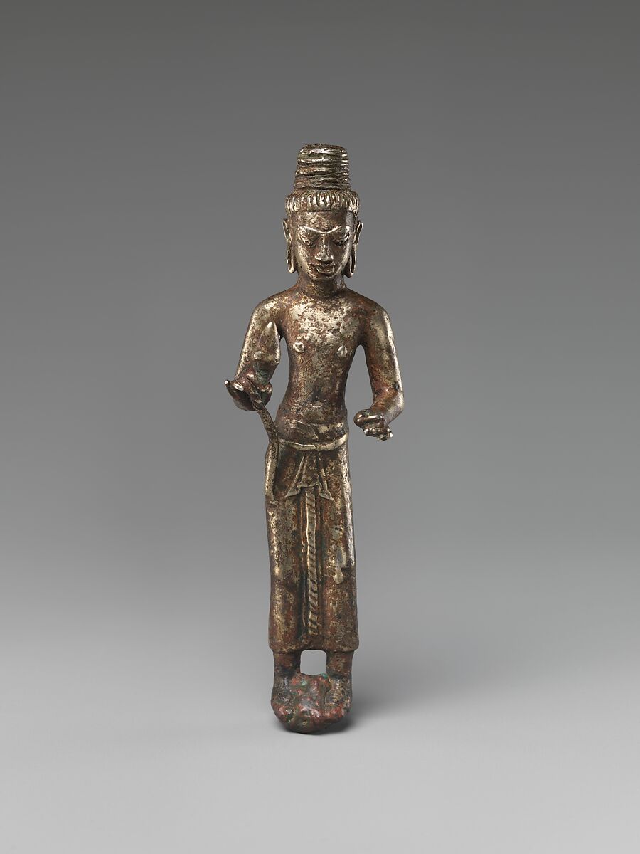 Standing Bodhisattva, probably Maitreya, Silver alloy, Northeast Thailand