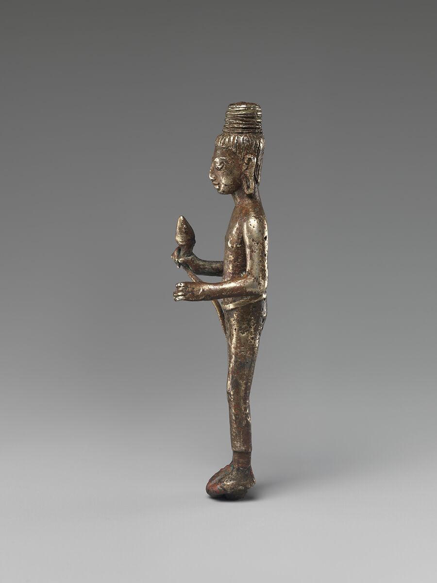 Standing Bodhisattva, probably Maitreya, Silver alloy, Northeast Thailand