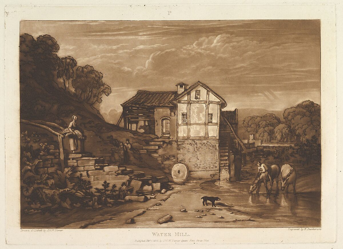 Water Mill, part VII, plate 37 from "Liber Studiorum", Designed and etched by Joseph Mallord William Turner (British, London 1775–1851 London), Etching and mezzotint; first state of three (Finberg) 