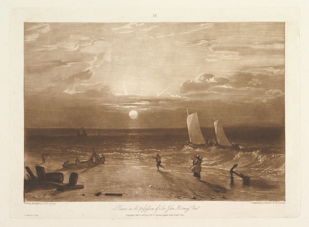 The Mildmay Sea-Piece, part ViII, plate 40 from "Liber Studiorum", Designed and etched by Joseph Mallord William Turner (British, London 1775–1851 London), Etching and mezzotint; first state of four 