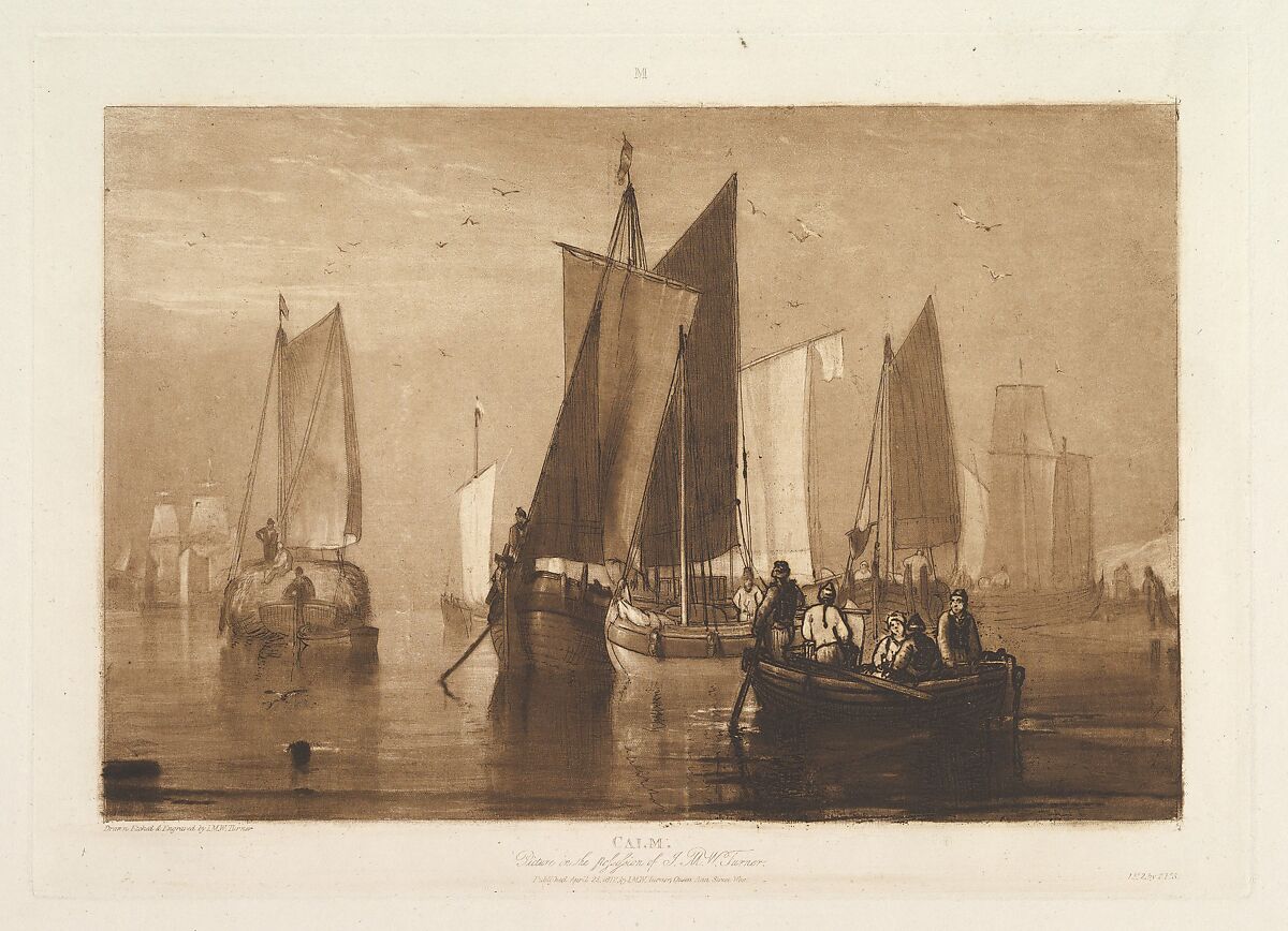 Calm (Liber Studiorum, part IX, plate 44), Joseph Mallord William Turner (British, London 1775–1851 London), Etching, aquatint and mezzotint; third state of seven (Finberg) 