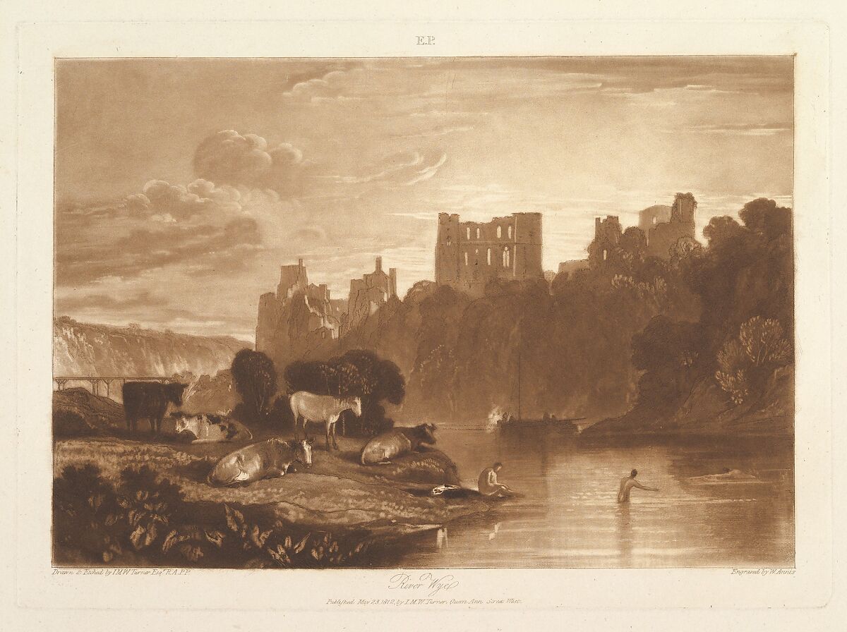 River Wye, part X, plate 48 from "Liber Studiorum", Designed and etched by Joseph Mallord William Turner (British, London 1775–1851 London), Etching and mezzotint; first state of five 