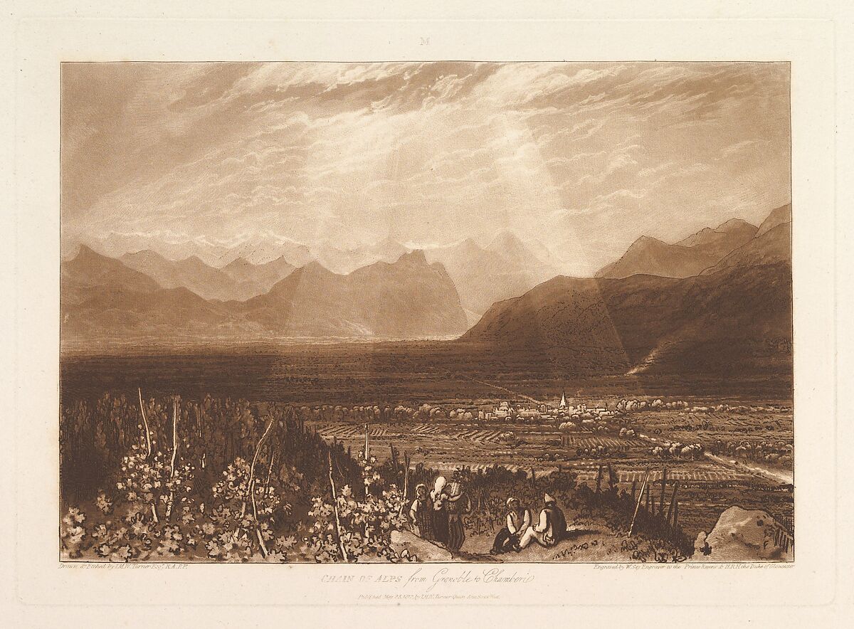 Chain of Alps from Grenoble to Chamberi, part X, plate 49 from "Liber Studiorum", Designed and etched by Joseph Mallord William Turner (British, London 1775–1851 London), Etching and mezzotint; first state of four 