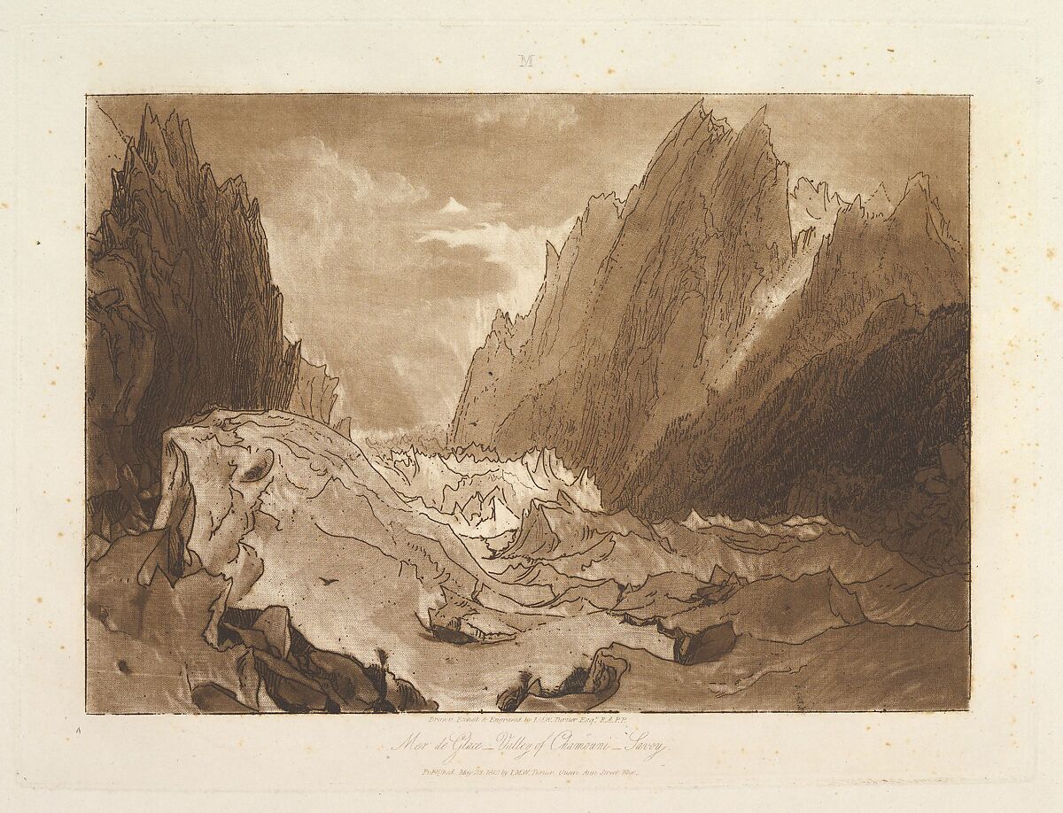 Mêr de Glace, Valley of Chamouni-Savoy, part X, plate 50 from "Liber Studiorum", Joseph Mallord William Turner (British, London 1775–1851 London), Etching and mezzotint; third state of five (Finberg) 