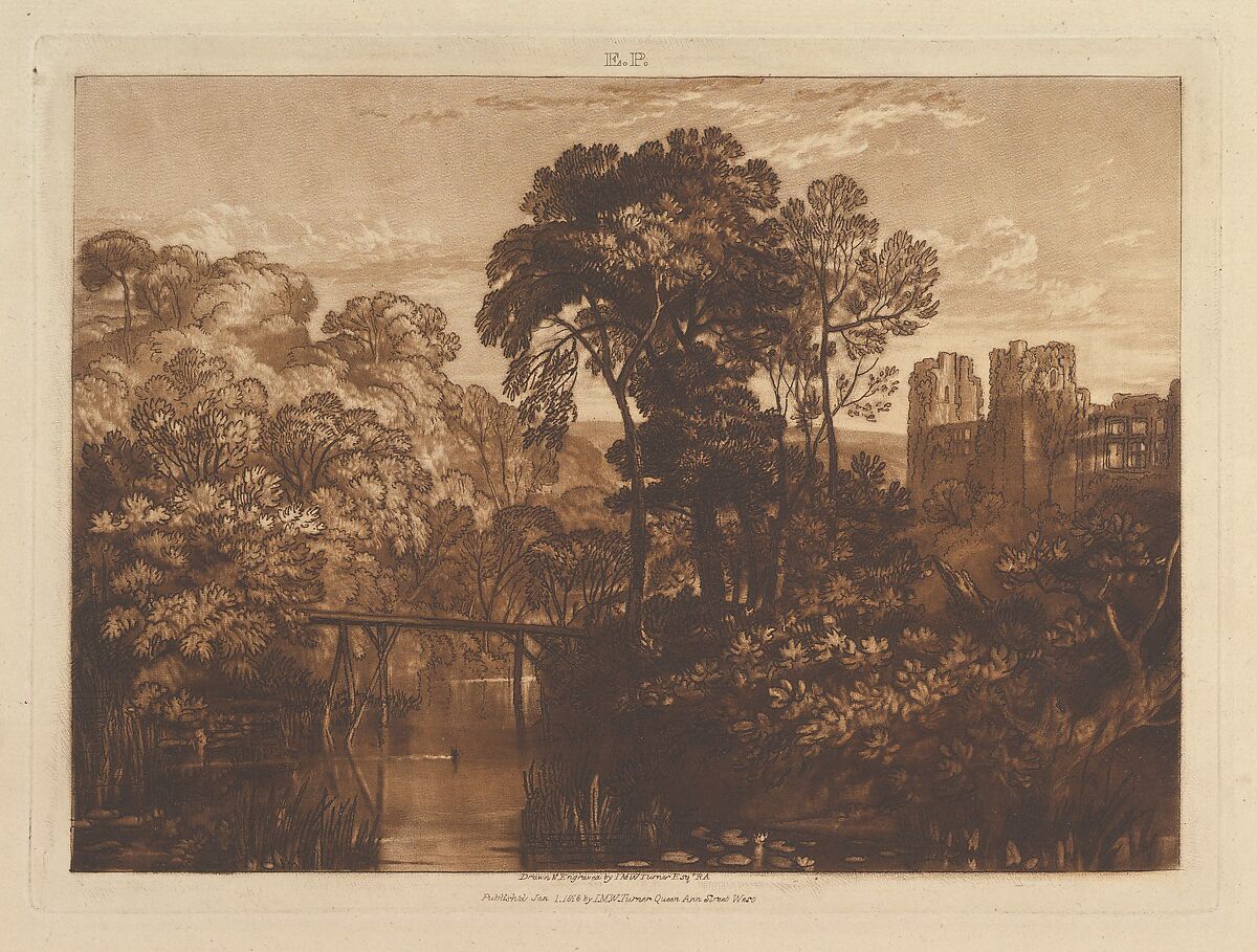 Berry Pomeroy Castle, part XII, plate 58 from "Liber Studiorum", Designed and engraved by Joseph Mallord William Turner (British, London 1775–1851 London), Etching and mezzotint; first state of three (Finberg) 