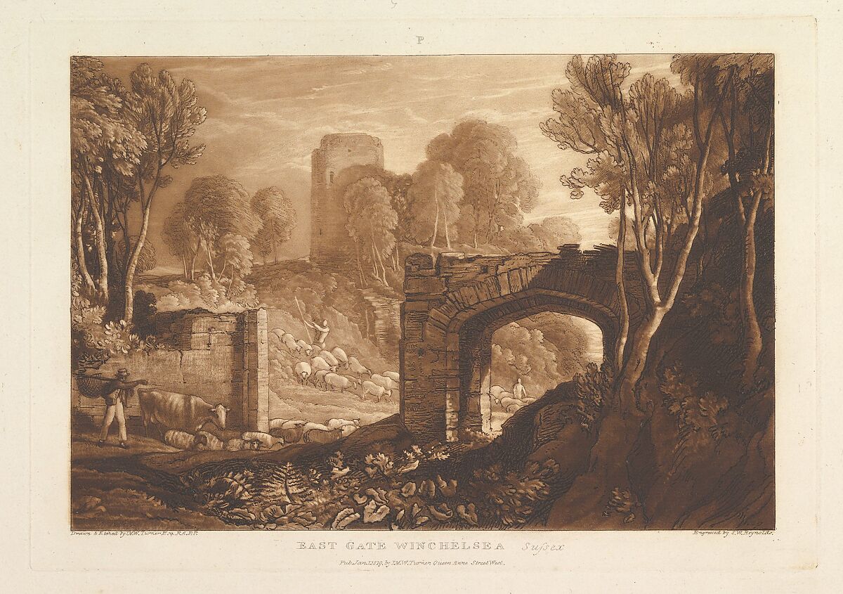 East Gate, Winchelsea, Sussex, part XIV, plate 67 from "Liber Studiorum", Designed and etched by Joseph Mallord William Turner (British, London 1775–1851 London), Etching and mezzotint; second state of four 
