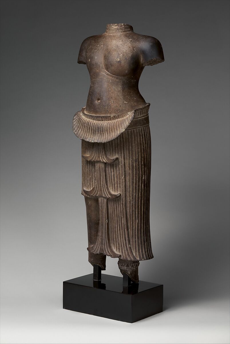 The Half-Male, Half-Female Form of Shiva (Shiva Ardhanarishvara), Stone, Cambodia