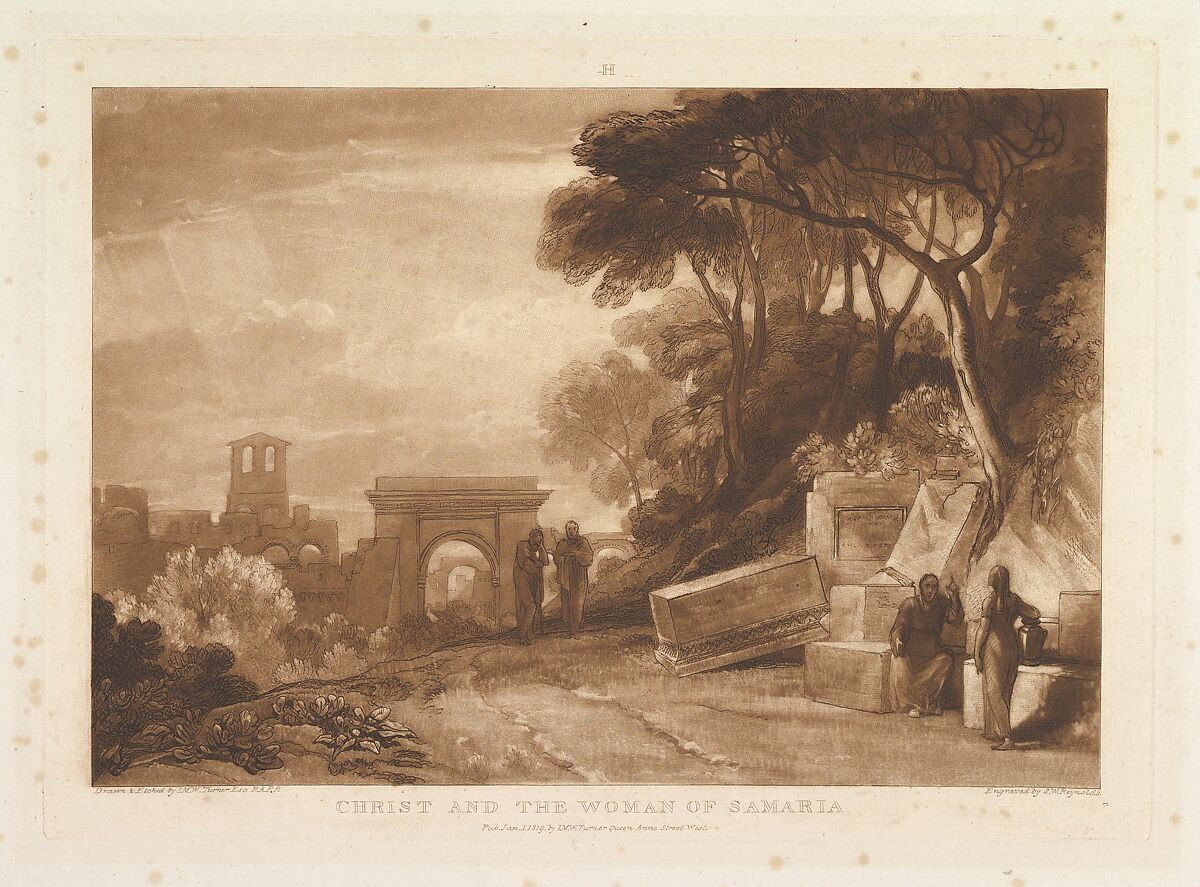 Christ and the Woman of Samaria, part XIV, plate 71 from "Liber Studiorum", Designed and etched by Joseph Mallord William Turner (British, London 1775–1851 London), Etching and mezzotint; fifth state of five (Finberg) 