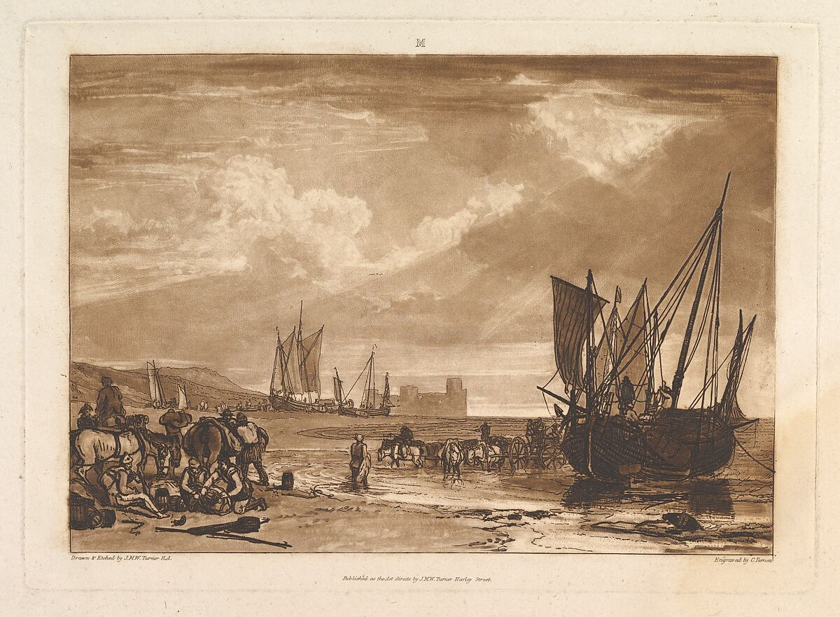 Scene on the French Coast (Liber Studiorum, part I, plate 4), Designed and etched by Joseph Mallord William Turner (British, London 1775–1851 London), Etching and mezzotint; third state of three (Finberg) 
