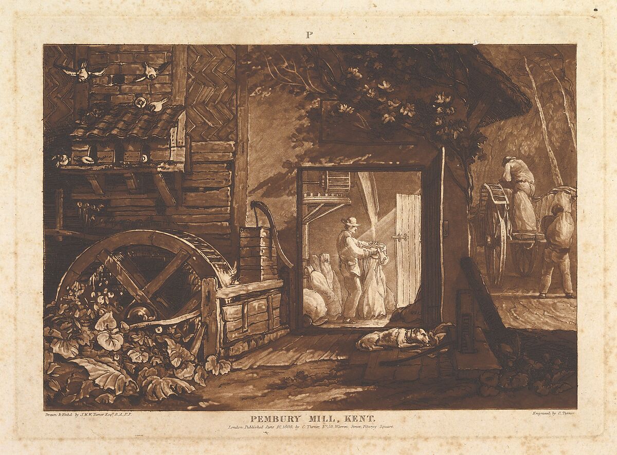 Pembury Mill, Kent (Liber Studiorum, part III, plate 12), Designed and etched by Joseph Mallord William Turner (British, London 1775–1851 London), Etching and mezzotint; second state of four (Finberg) 