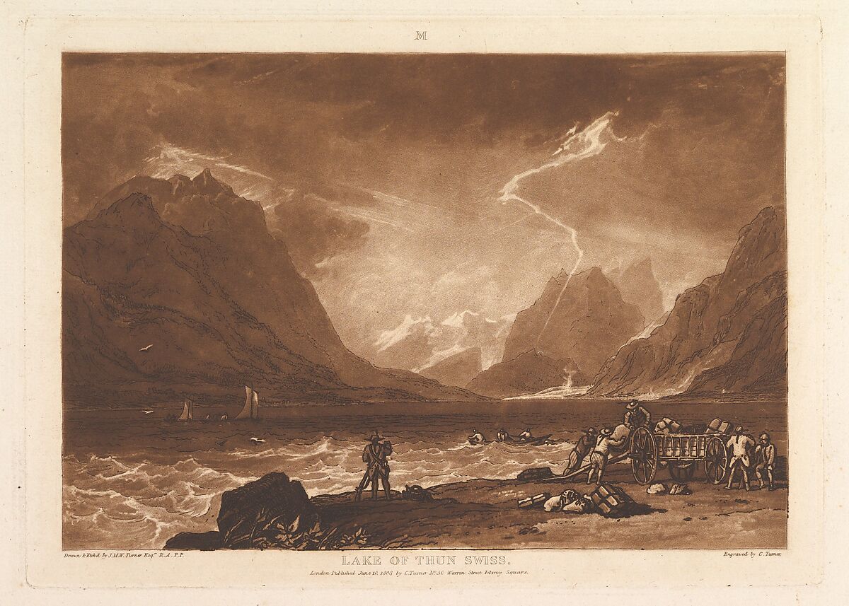 Lake of Thun, Swiss (Liber Studiorum, part III, plate 15), Designed and etched by Joseph Mallord William Turner (British, London 1775–1851 London), Etching, drypoint and mezzotint; third state of three 