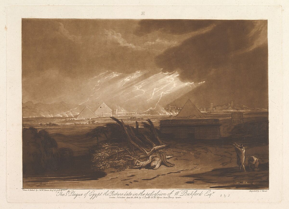 The Fifth Plague of Egypt (Liber Studiorum, part III, plate 16), Designed and etched by Joseph Mallord William Turner (British, London 1775–1851 London), Etching and mezzotint; third state of three 