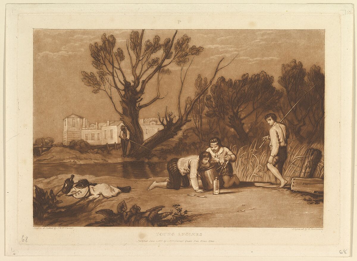Young Anglers (Liber Studiorum, part VII, plate 32), Designed and etched by Joseph Mallord William Turner (British, London 1775–1851 London), Etching and mezzotint; second state of three 