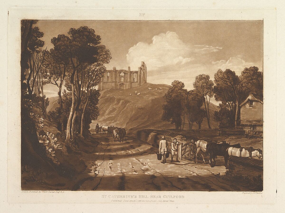 St. Catharine's Hill near Guilford, part VII, plate 33 from "Liber Studiorum", Designed and etched by Joseph Mallord William Turner (British, London 1775–1851 London), Etching and mezzotint; second state of three 