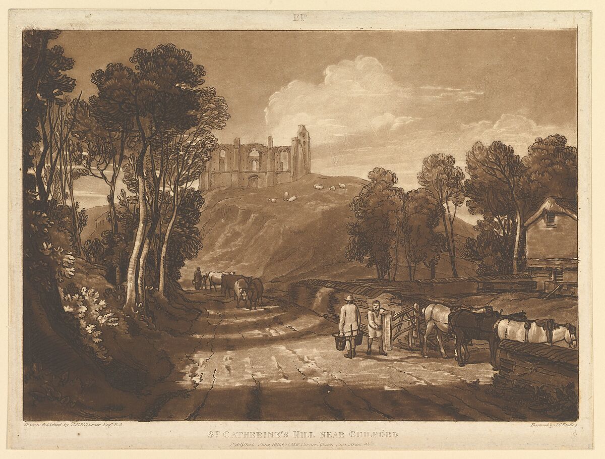 St. Catharine's Hill near Guilford (Liber Studiorum, part VII, plate 33), Designed and etched by Joseph Mallord William Turner (British, London 1775–1851 London), Etching and mezzotint; third state of three 