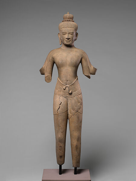 Male Deity, probably Shiva, Sandstone, Cambodia 