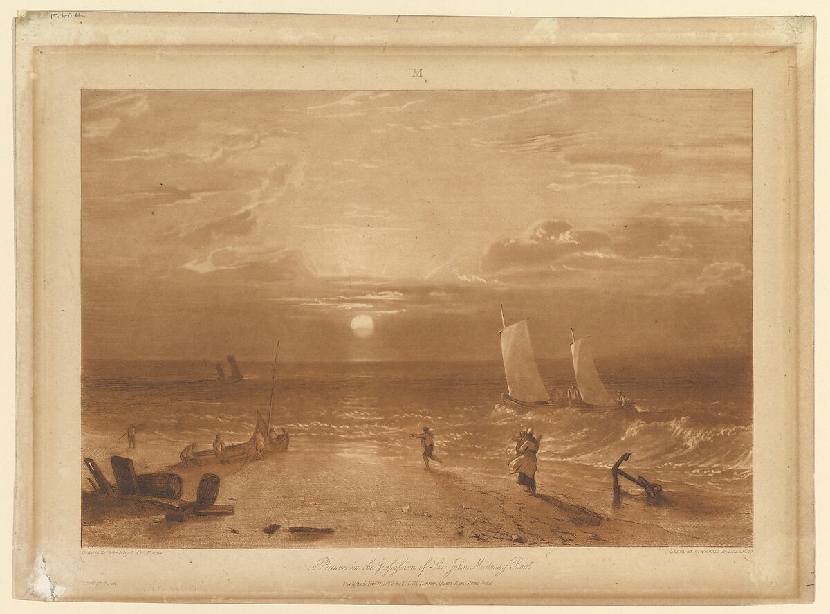 The Mildmay Sea-Piece (Liber Studiorum, part XIII, plate 40), Designed and etched by Joseph Mallord William Turner (British, London 1775–1851 London), Etching and mezzotint; third state of four 