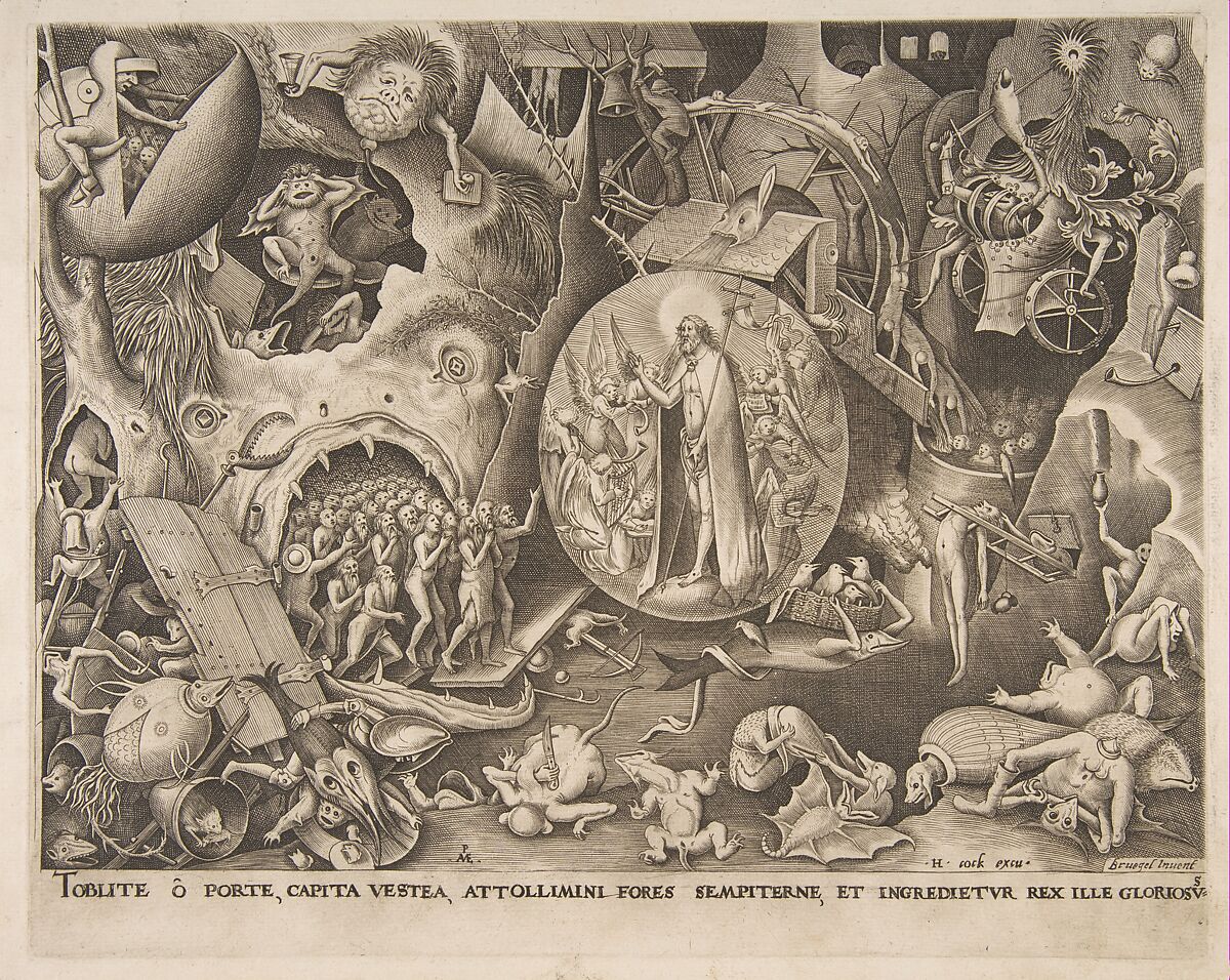 The Descent of Christ Into Limbo, After Pieter Bruegel the Elder (Netherlandish, Breda (?) ca. 1525–1569 Brussels), Engraving; first state of two 