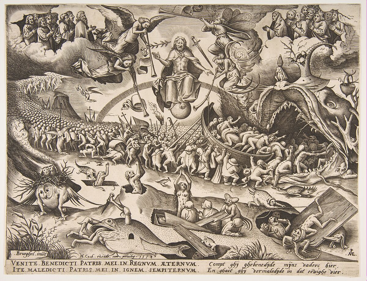 The Last Judgment, Pieter van der Heyden (Netherlandish, ca. 1525–1569), Engraving; first state of two 