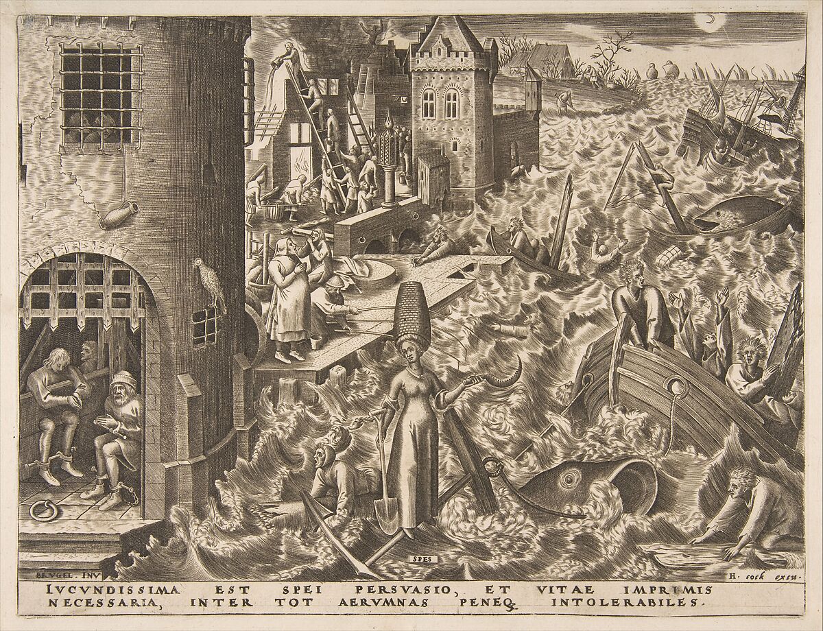 Hope (Spes) from the series The Virtues, After Pieter Bruegel the Elder (Netherlandish, Breda (?) ca. 1525–1569 Brussels), Engraving