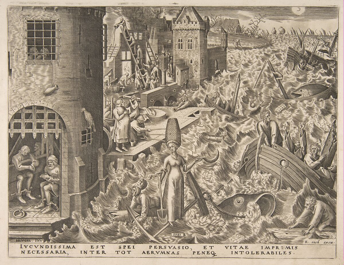 Hope (Spes) from The Virtues, After Pieter Bruegel the Elder (Netherlandish, Breda (?) ca. 1525–1569 Brussels), Engraving 