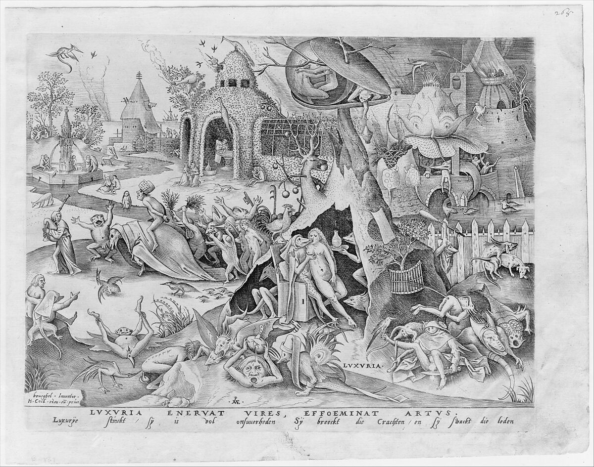 Lust (Luxuria) from The Seven Deadly Sins, Pieter van der Heyden (Netherlandish, ca. 1525–1569), Engraving