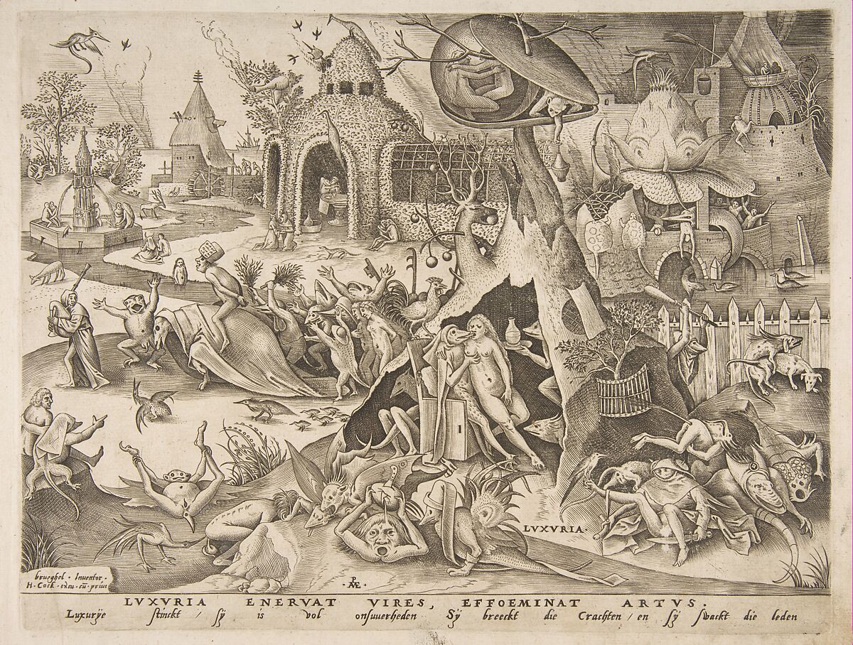 Lust (Luxuria) from The Seven Deadly Sins, Pieter van der Heyden (Netherlandish, ca. 1525–1569), Engraving 