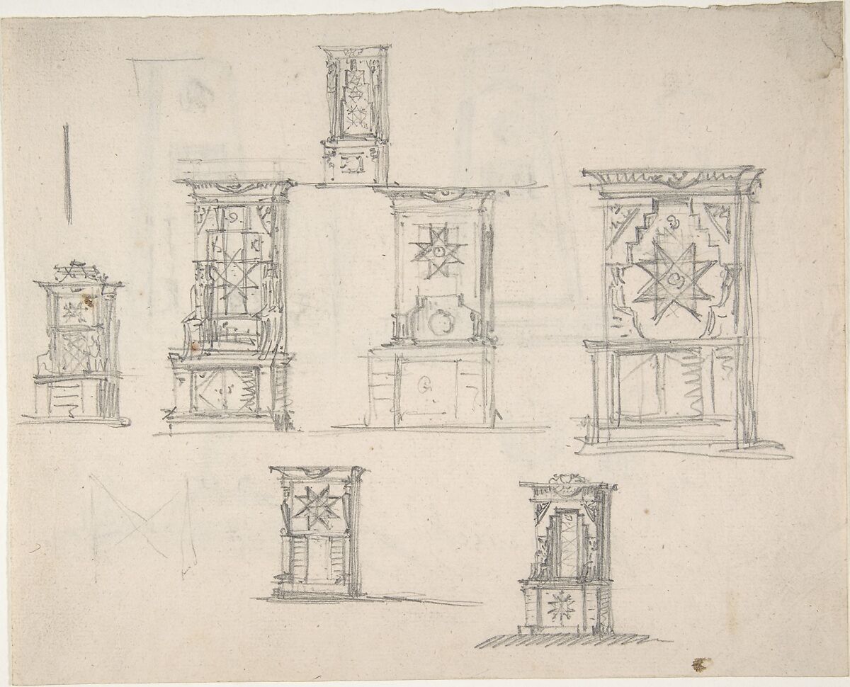 Design studies for monuments, Attributed to Anonymous, German, 19th century, Graphite. 