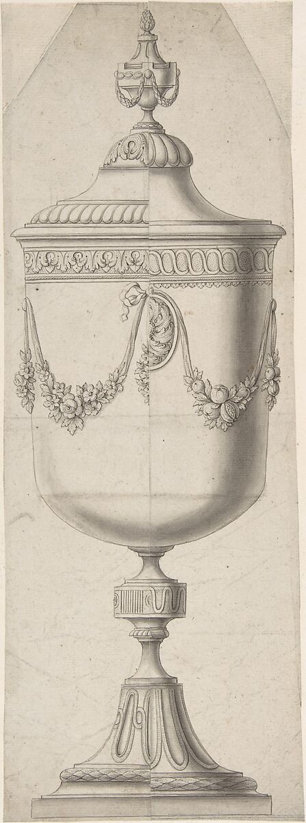 Alternative designs for cup and cover, Attributed to Anonymous, German, 18th century, Pen and gray and black ink, brush and gray wash, laid down. 