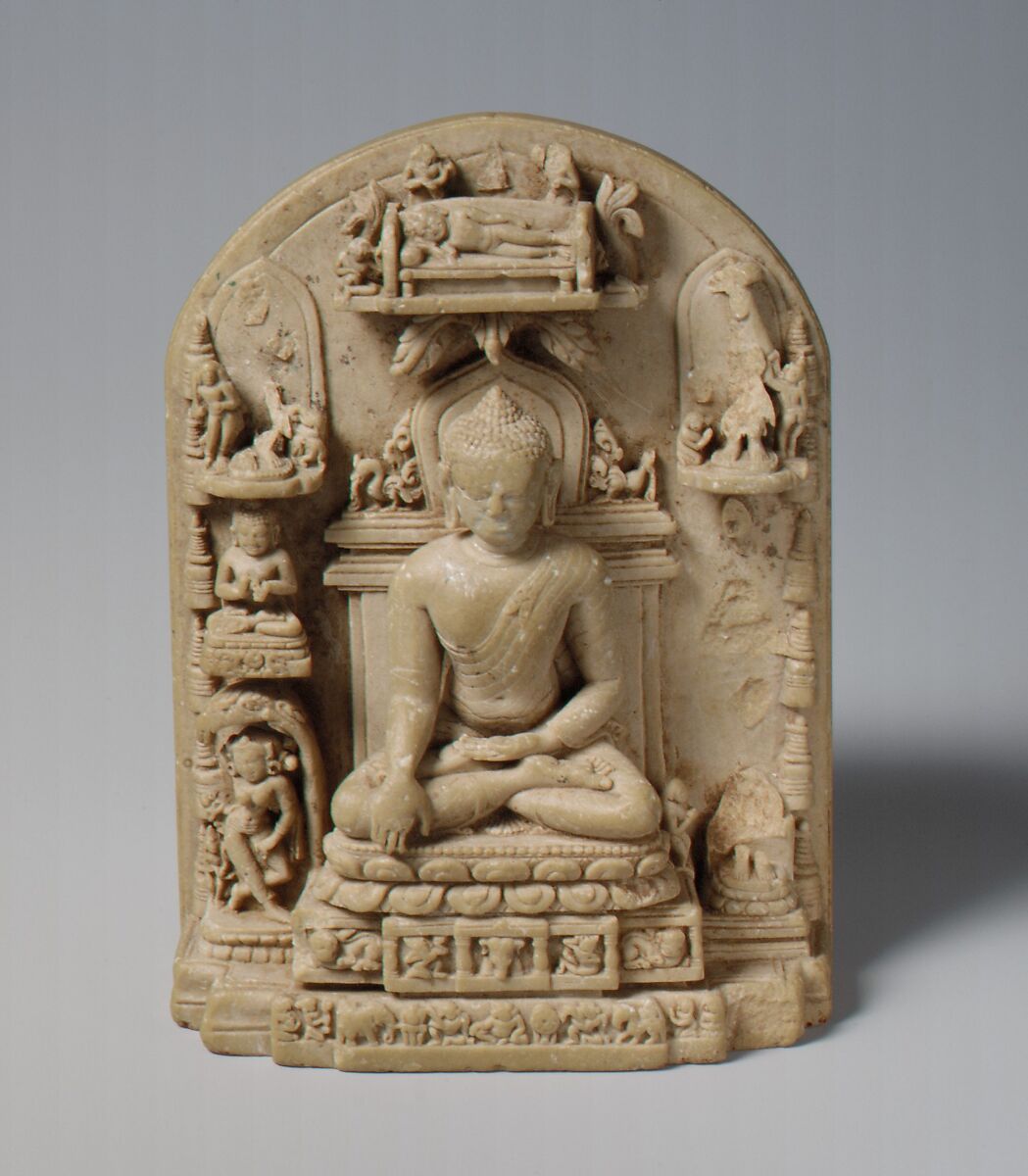 Plaque with Scenes from the Life of the Buddha, Mudstone, India (Bihar or West Bengal) 