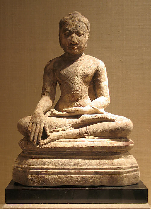 Seated Buddha, Stucco with traces of lacquer and polychrome, Burma 