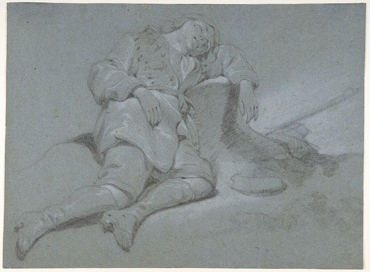 A Sleeping Shepherd Boy, Gerbrand van den Eeckhout (Dutch, Amsterdam 1621–1674 Amsterdam), Black and white chalk 