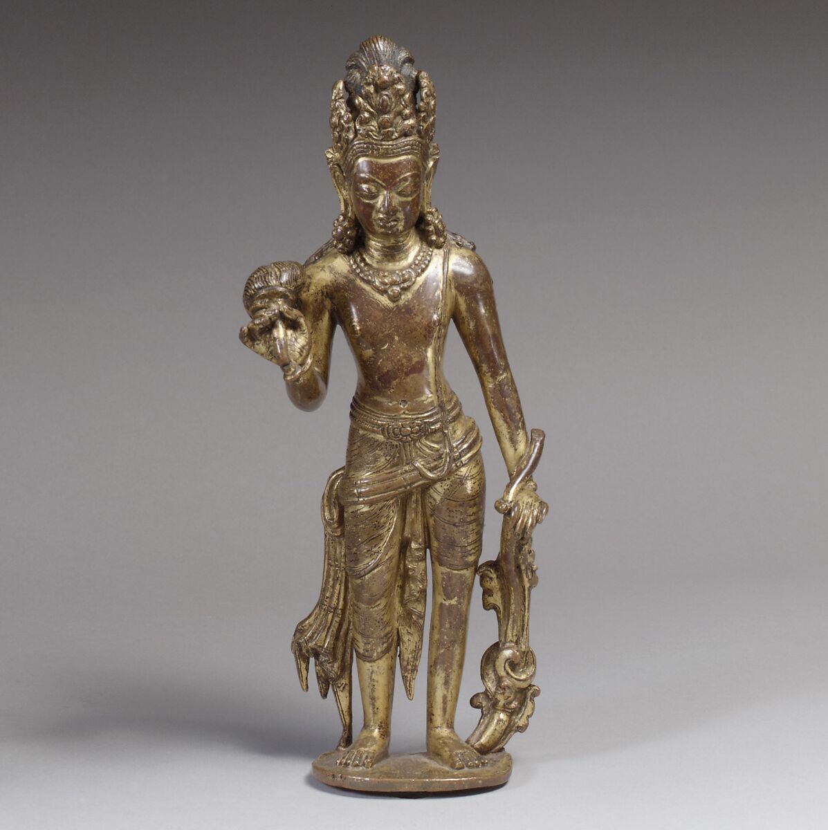 Bodhisattva, probably Padmapani Lokeshvara, Gilt copper alloy, Nepal (Kathmandu Valley) 