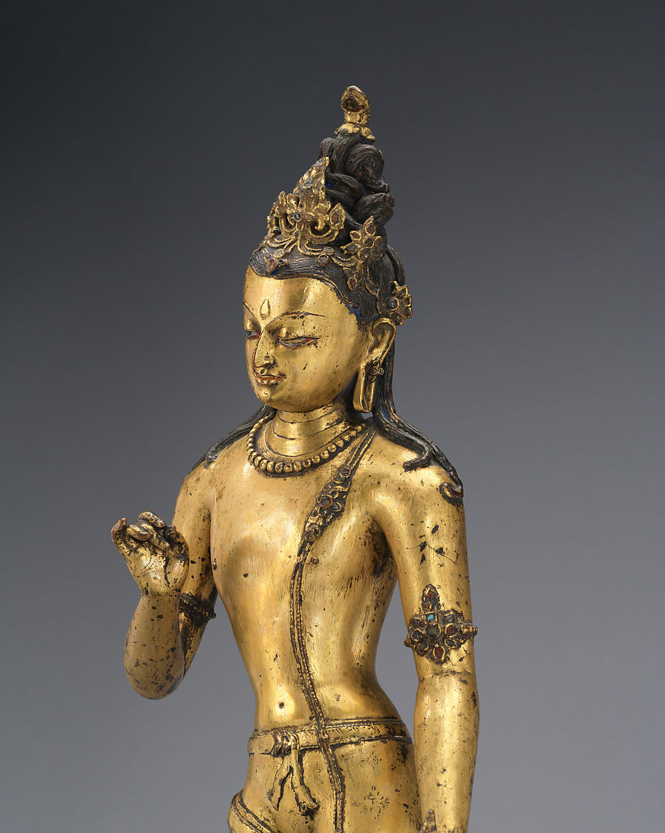 The Bodhisattva Maitreya, the Buddha of the Future, Copper alloy with gilding and color, Nepal