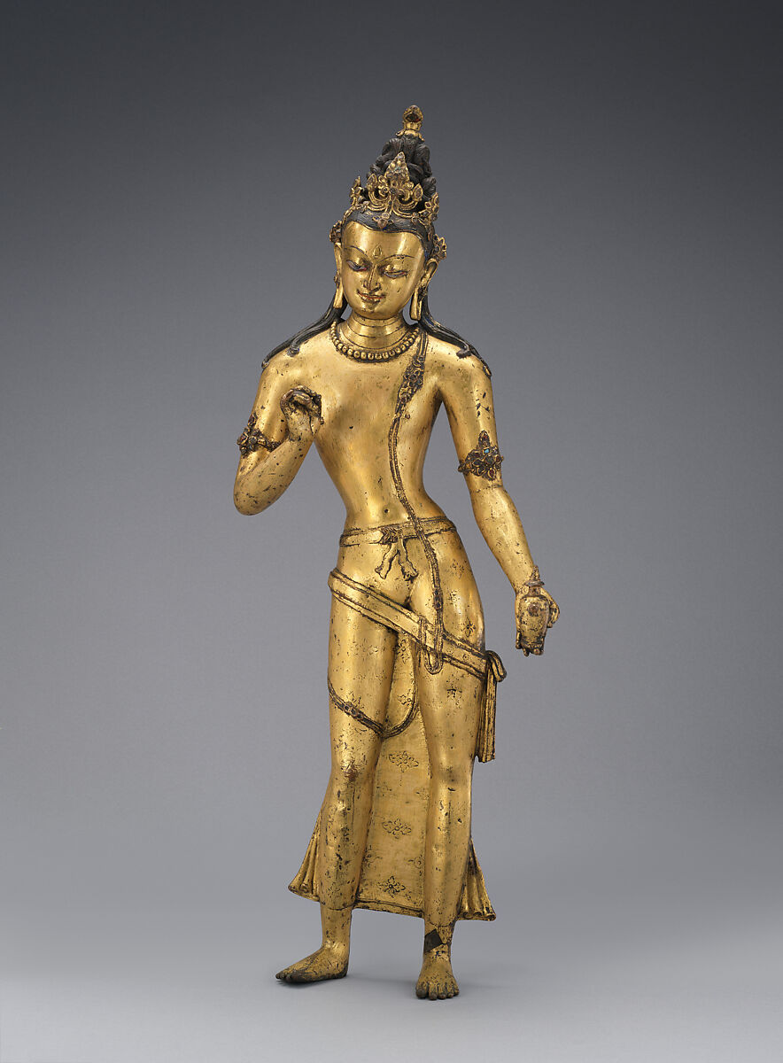 The Bodhisattva Maitreya, the Buddha of the Future, Copper alloy with gilding and color, Nepal 