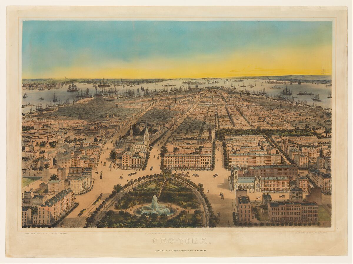 New-York (Union Square, Looking South), After C. Bachman (Swiss (?), active 1849–50), Hand-colored lithograph; second state 