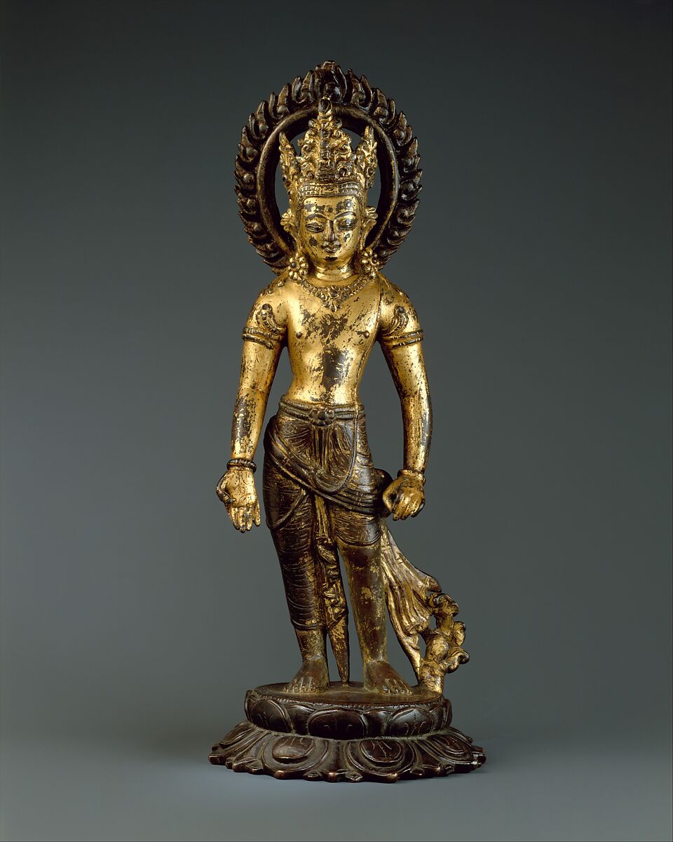 Avalokiteshvara, the Bodhisattva of Infinite Compassion, Gilt-copper alloy, Nepal (Kathmandu Valley) 