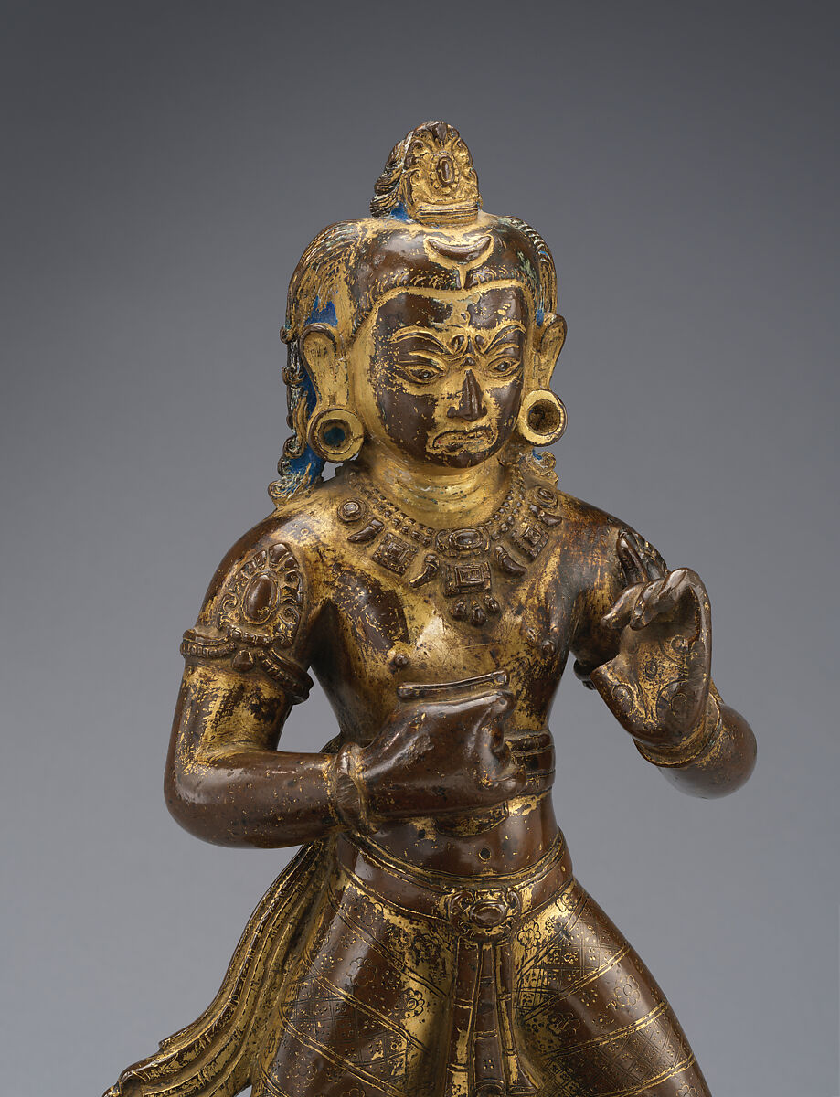 The Bodhisattva Manjushri as a Ferocious Destroyer of Ignorance, Gilt-copper alloy with color and gold paint, Nepal, Kathmandu Valley