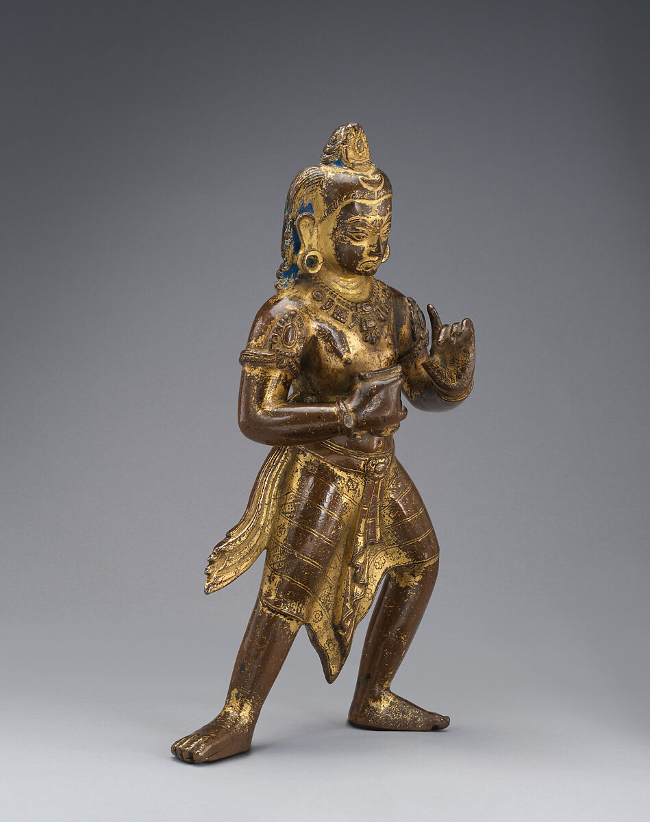 The Bodhisattva Manjushri as a Ferocious Destroyer of Ignorance, Gilt-copper alloy with color and gold paint, Nepal, Kathmandu Valley